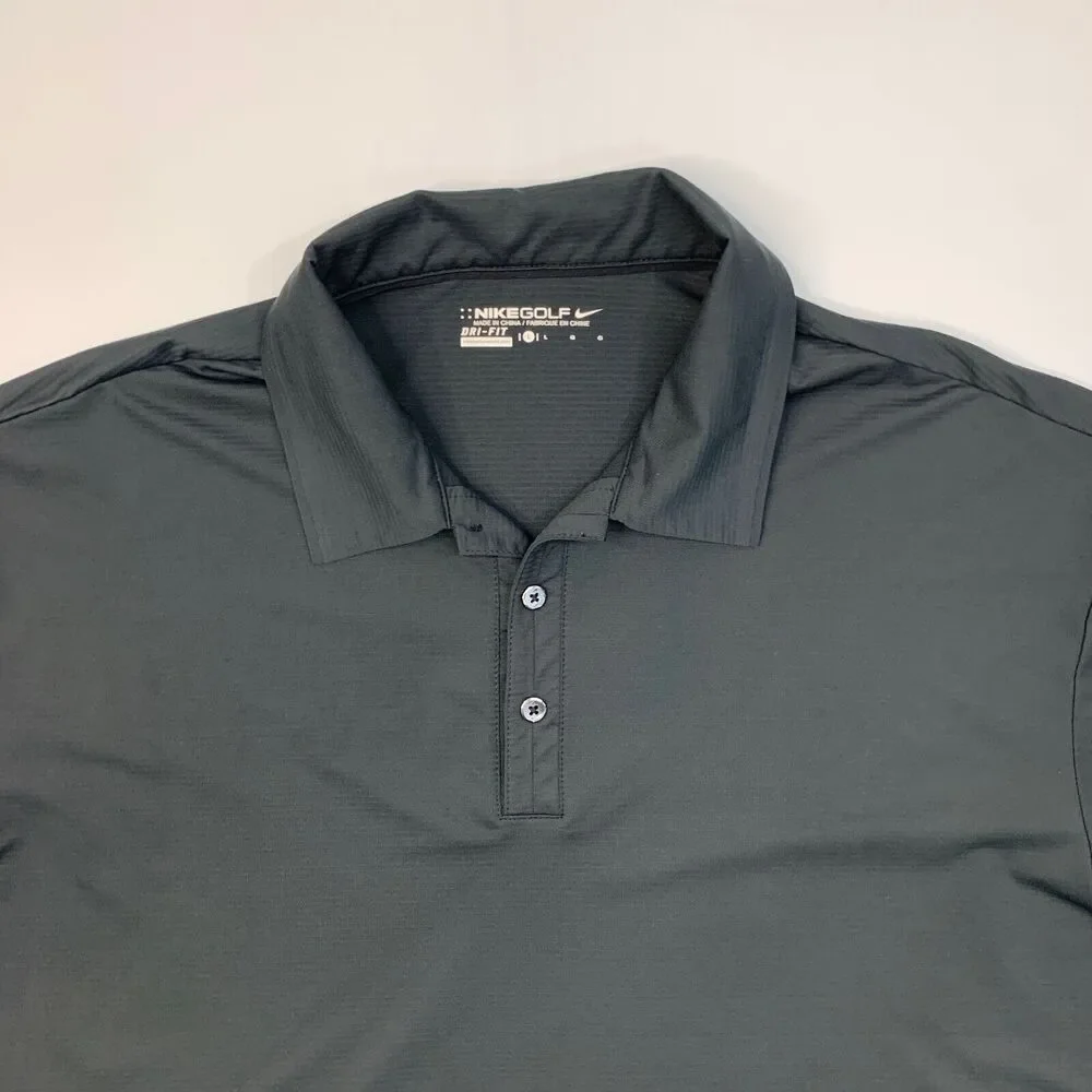 Nike Polo Shirt Mens L Large‎ Black Elite Series Ottoman Bonded Performance Golf